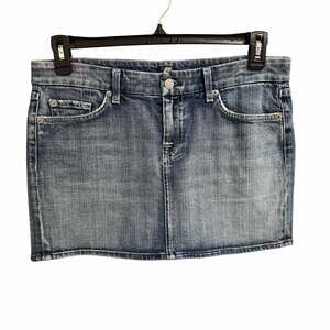 Y2K 7 For All Mankind Pink Sequin A Pocket Denim Mini Skirt Size 30 Glam Cowgirl